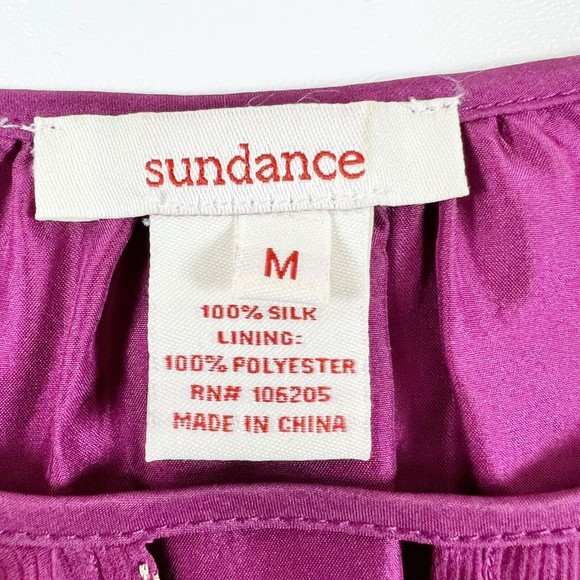 Sundance Blouse Renaissance Embroidered Silk Top Purple Gold Mixed Textures Sz M - Picture 10 of 15